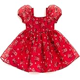 Disney Girls Square Neck Organza Dress Toddler to Big Kid Sizes (2T - 14-16)