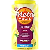 Metamucil 4in1 Lemonade Flavored Fiber Supplement Powder, Fiber Powder for Promote Digestive Health and Regularity*, Sugar-Free, Naturally Sourced Psyllium Fiber, 180 teaspoons