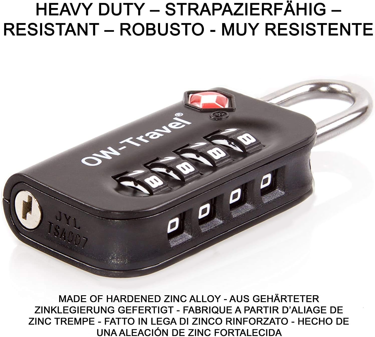 OW-Travel TSA Approved Luggage Locks Suitcase Locks (2 Pack Black) 4 Digit Security Suitcase Padlock. Travel Bag Combination Luggage Padlocks for Suitcases. TSA Travel Lock for Bags and Cases - Image 4
