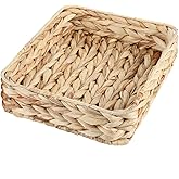 Water Hyacinth Woven Serving Tray Rectangular Hand-Woven Wicker Storage Trays for Coffee/Breakfast/Dessert/Fruit/Bread (Original Color - Small)