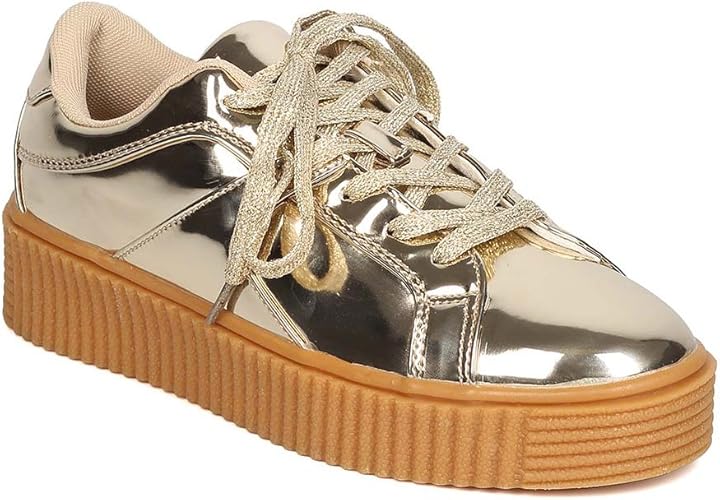 metallic lace up shoes
