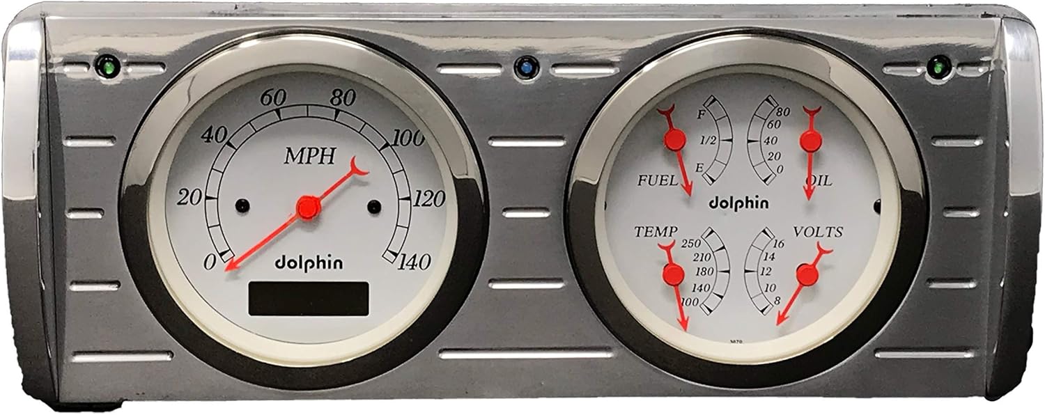 Compatible with 1940 Ford Car 2 Gauge Dash Panel Insert 3 3/8" Quad Style Programmable White