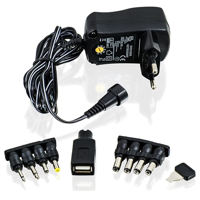 CSL – Universal Netzteil 3/4,5/5/6/7,5/9 und 12 V AC/DC 1000 mA, 9 polig Adapter für Reise
