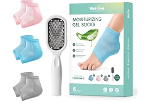 Welnove Moisturizing Heel Socks - 3 Pairs Aloe Vera Extract Infused Gel Lining for Dry Feet - Cracked Heel Repair Treatment -