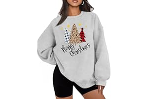 YI XIANG RAN Christmas Sweatshirts for Women Merry Christmas Plaid Pullover Sweatshirts Holiday Vacation Graphic Tees Tops