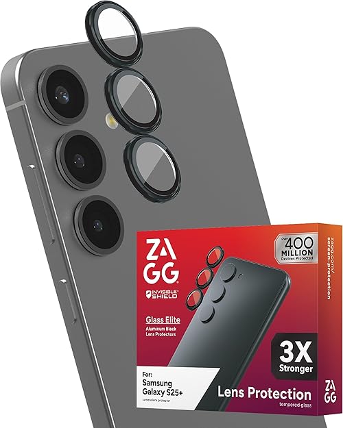 ZAGG Glass Elite Anti-Reflective Samsung Galaxy S25+ Camera Lens Protector – Anti-Glare Technology, Maximum Impact & Scratch Resistance, Smudge-Free Surface, Recycled Materials