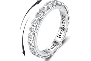 SOLOLIKE Anxiety Ring for Women: Sterling Silver Fidget Jewelry Spinner Band Rings for Girls Stackable Spinning Rings Anti Stress Relieving Jewelry Gifts