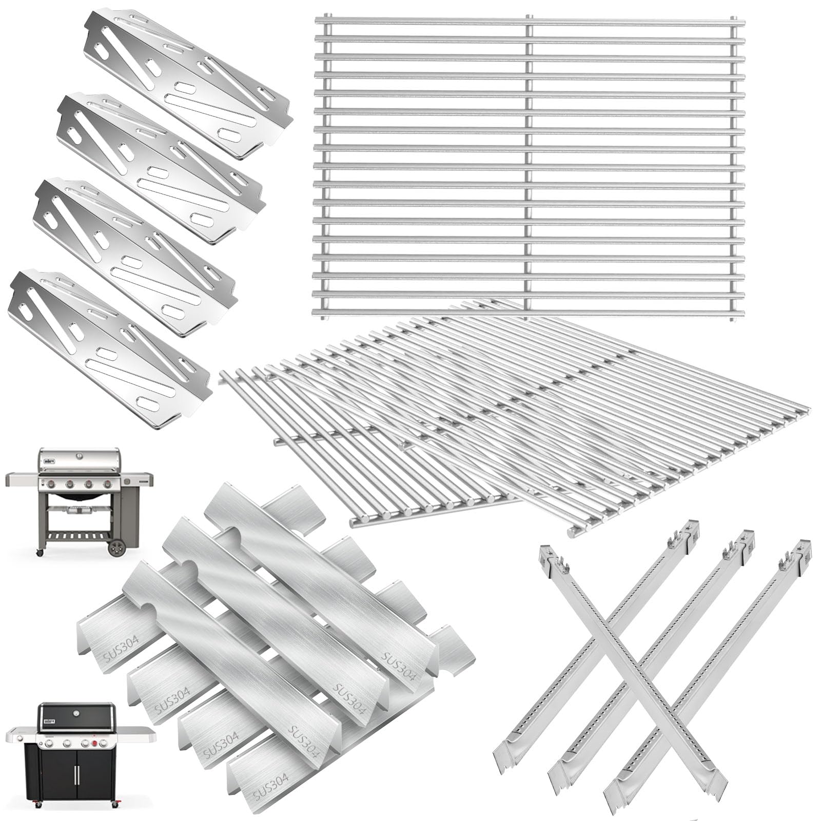 Photo 1 of Genesis II GS4 Grill Parts for Weber 4 Burner Genesis 2 GS4 Genesis II/II LX 400 SER, Genesis 400 (2022 YRS) Replacement for Weber Flavorizer Bars 66033, Grates 66089,Heat Deflector 66041&Burner 67490