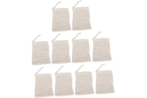 Baluue 10pcs Soap Saver Bags 14.5x9.5cm Linen Foaming Nets Drawstring Pouch for Bathing and Travel Soap Bars