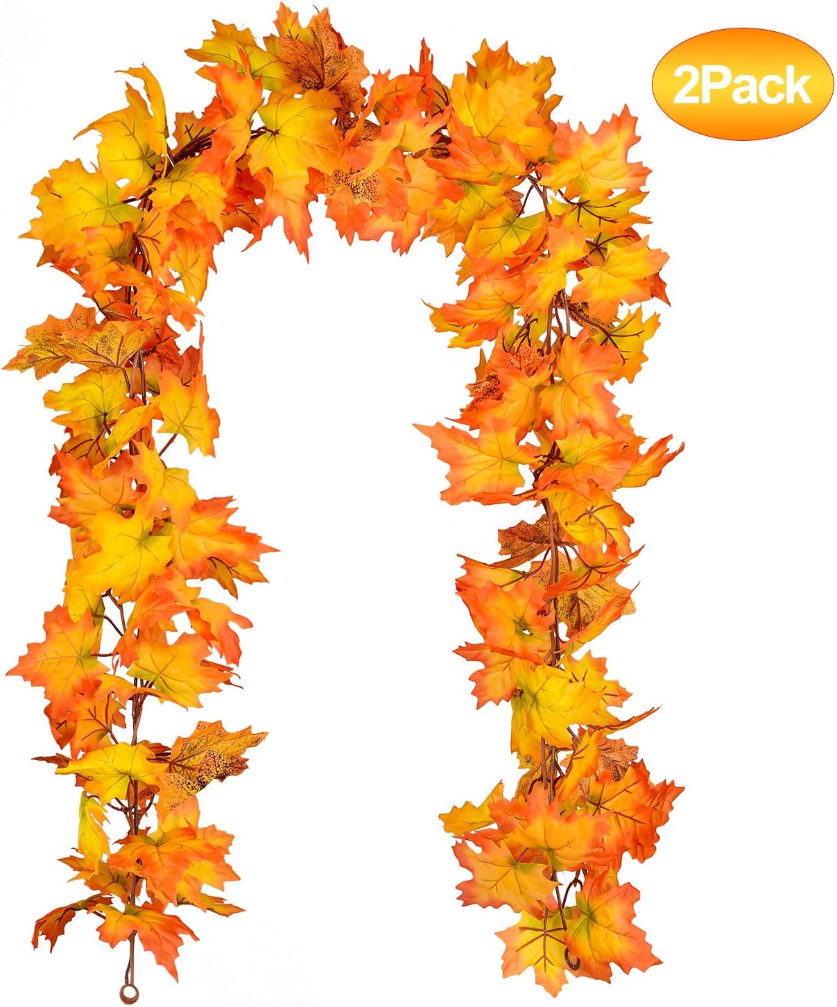 Artiflr 2 Pack Fall Maple Leaf Garland 5.5ft/Piece