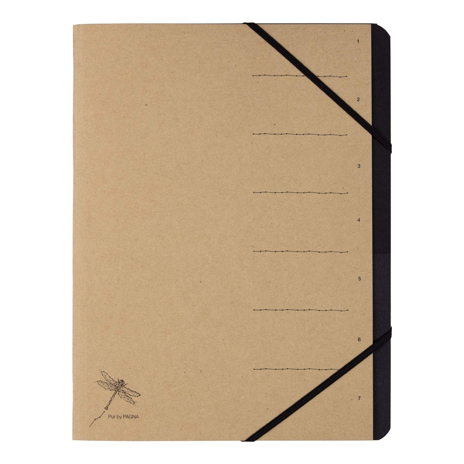 Pagna Pure Organiser, 7 compartments, Black Elasticated Corners, Recycled Cardboard with Subtle Print