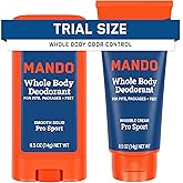 Mando Whole Body Deodorant For Men - Travel Cream and Solid Stick - PS | Mini travel size. 0.5 oz Tube and 0.5 oz Stick. 72 hour odor control with mandelic acid.