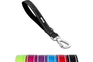 ZALER Short Dog Leash 1 ft, 12 Inches Traffic Leashes for Dogs, Nylon Reflective Dog Lead with Padded Handle, Heavy Duty Pet Leash with Carabiner Clip for Large and Medium Dogs (12" Black)