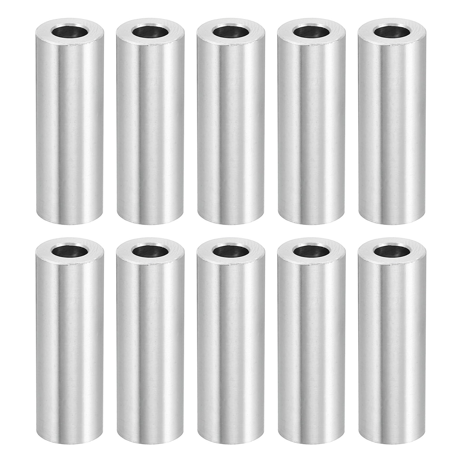 PATIKIL M6 Aluminum Spacers, 10 Pcs Metal Spacer Aluminum 6.2mm ID x 12mm OD x 34.9mm L (1 3/8in L) Aluminum Spacer Screw Standoff Round for 1/4" or M6 Screw Bolts