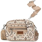 Wrangler Aztec Crossbody Bags for Women Crossbody Purse Shoulder Handbag Crossover Bag with Two Replaceable Strap