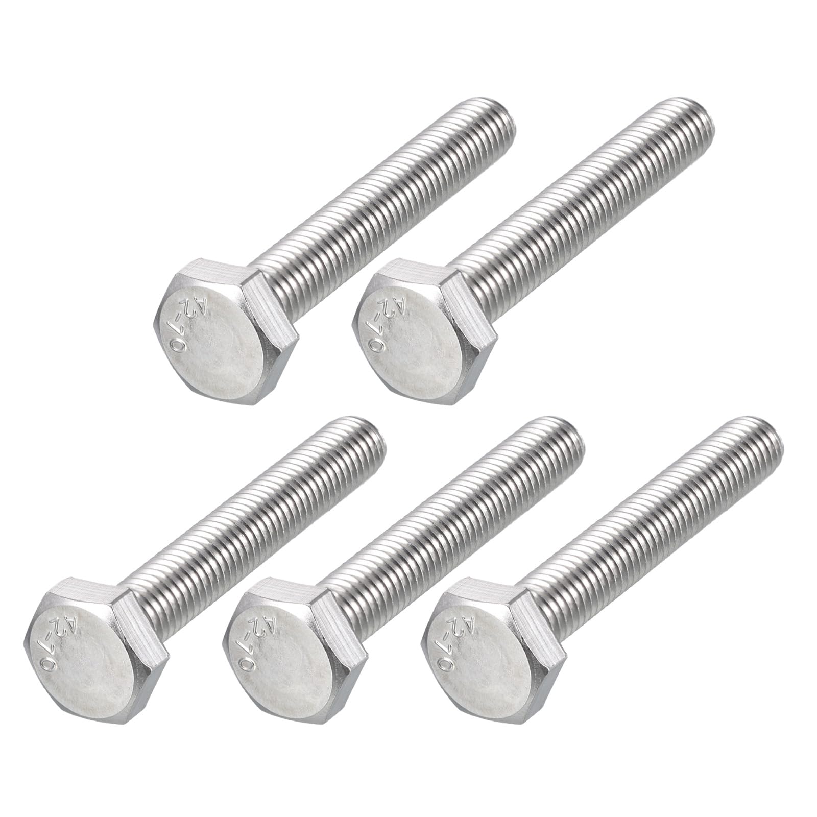 METALLIXITY Hex Bolts (M10-1.5x65mm) 5Pcs, 304 Stainless Steel Coarse Fully Threaded Hex Head Screw Bolt Machine Screws - for Furniture Repair, Silver