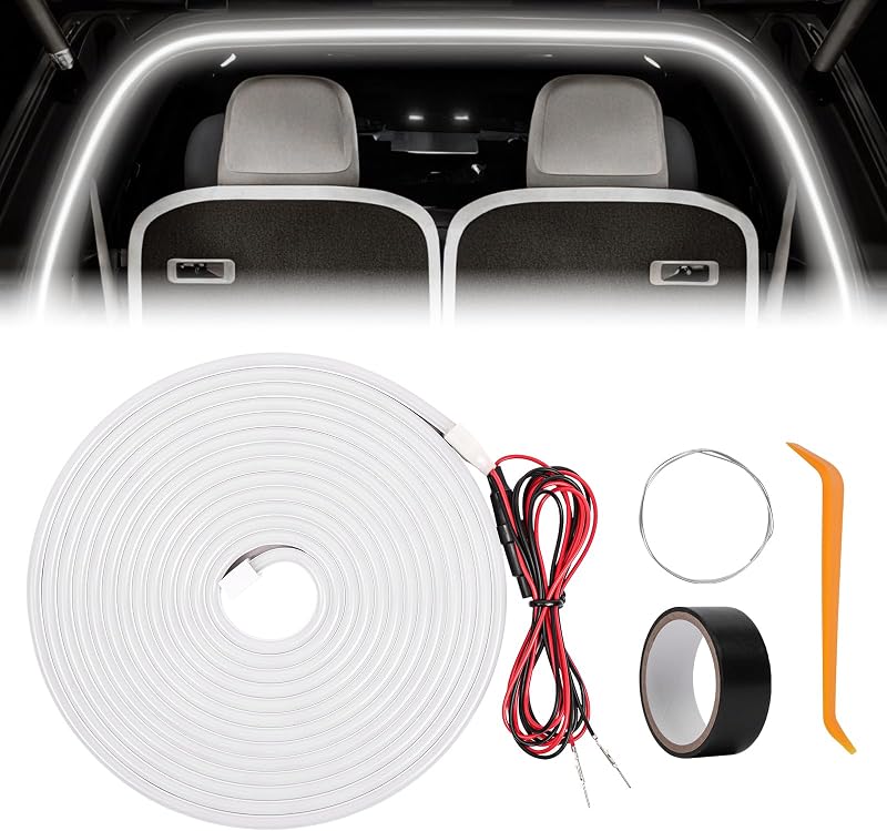 Striscia di luce del bagagliaio per auto, 4m Striscia Luminosa per Bagagliaio tagliabile flessibile,led bagagliaios auto,striscias LED per autos Trunk con Sensore Automatico,per autos,SUV,bianco