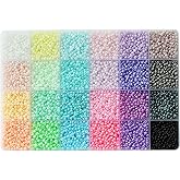 VOOMOLOVE 8/0 Glass Seed Beads About 7200pcs 24 Colors 3mm Loose Seed Beads Kit Bracelet Making with 24-Grid Plastic Storage Box for Jewelry Making