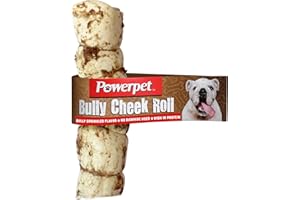 Powerpet Treats Bully Beef Cheek Rolls for Dogs - 100% Natural & Highly Digestible - High Protein, Low Fat - No Rawhide - Soft & Thick Chew Treat - Good Dental Hygiene - Bully Sprinkled Flavor - 1pc