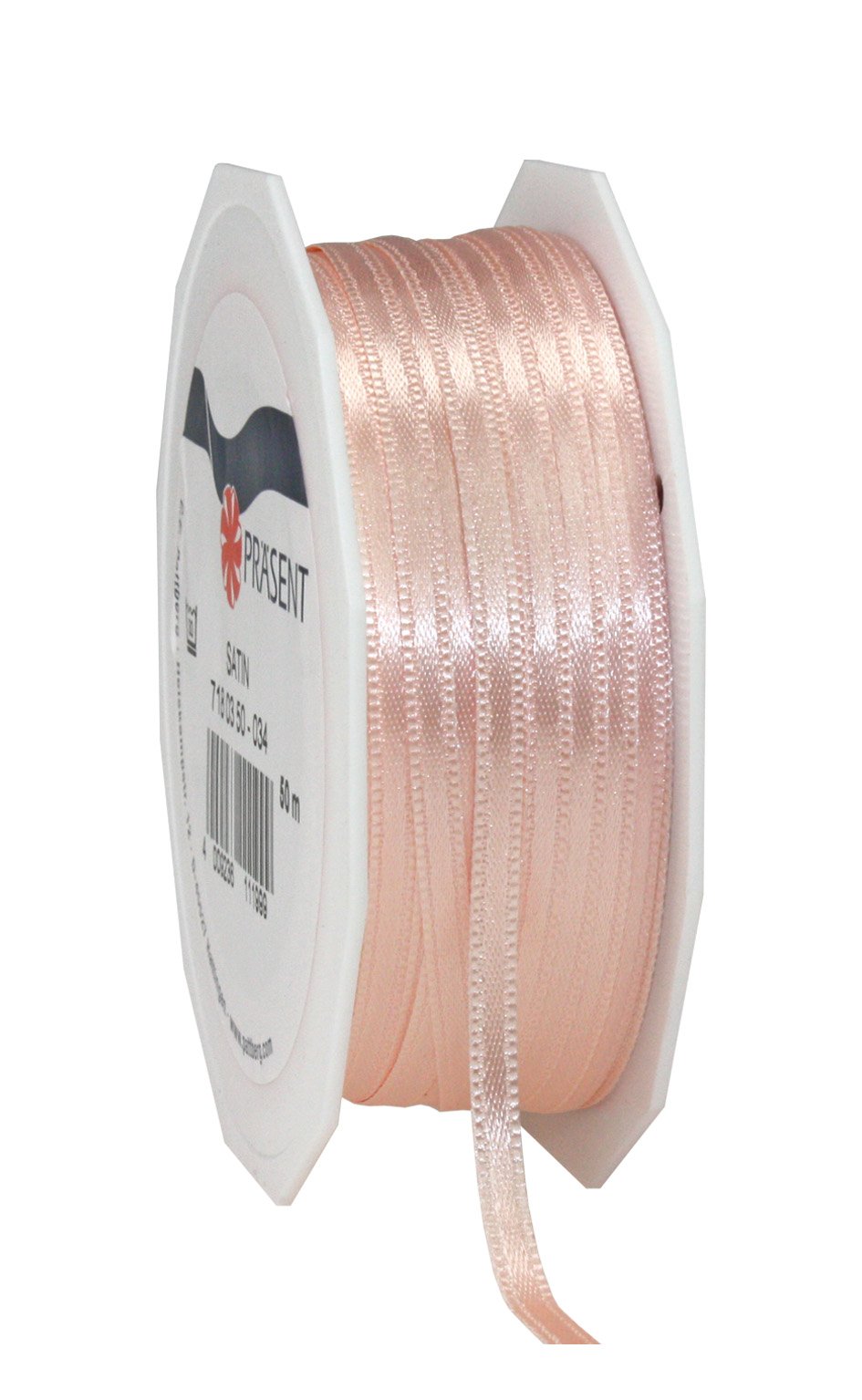 PRÄSENT C.E. Pattberg SATIN apricot gift ribbon, 55 yards for Wrapping Gifts, 0.12 inches width, Ribbon for Decorating & Crafting, Decorative Ribbon for Gifts, for every occasion — image 1
