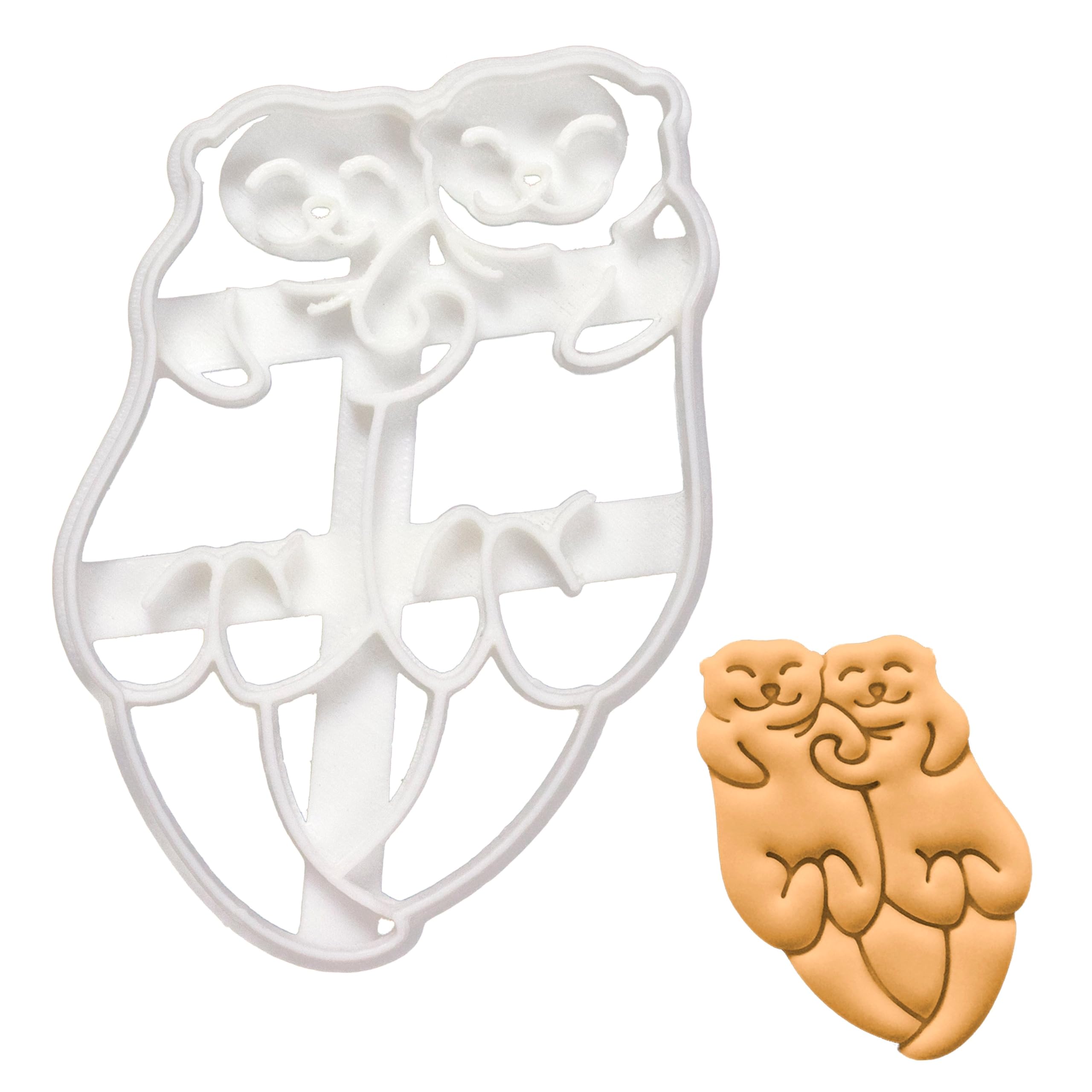 BAKERLOGY Sea Otter Holding Hands Cookie Cutter - Detailed Biscuit Cutter Design for Baking and Crafts, Ideal on Fondant, Dough, Clay