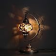 Asylove Turkish Moon Lamp, Mosaic Moroccan Table Lighting, Standing Turkish Lamp, Decor Home Floor Lighting Accessory, Total Dim. 7.5 x 11 x 18 inches (Coffemilk)