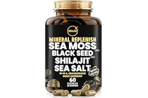 Maju Superfoods 18-in-1 Sea Moss, Black Seed, Shilajit, Sea Salt + D3 & K2, Concentrated Extracts, Trace Multi Mineral Capsules, for Men & Women Mineral Electrolytes Supplements