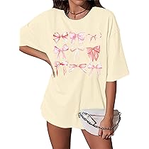 KIDDAD Bows Shirt Women Trendy Aesthetic T-Shirt Funny Pink