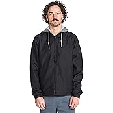 Volcom Men's Warren Lightweight Jacket – Zip Front Twill Shell with Fleece Hood