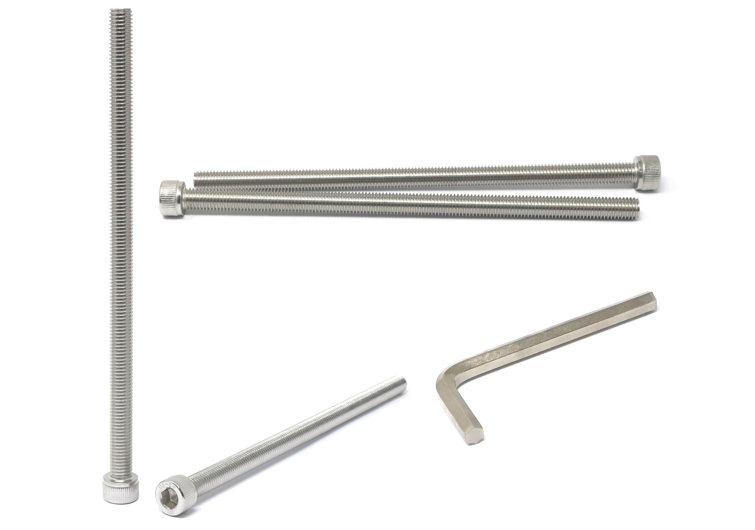 Photo 1 of iexcell 4 Pcs M10 x 200mm Thread Pitch 1.5 mm Stainless Steel 304 Hex Socket Head Cap Screws Bolts Kit