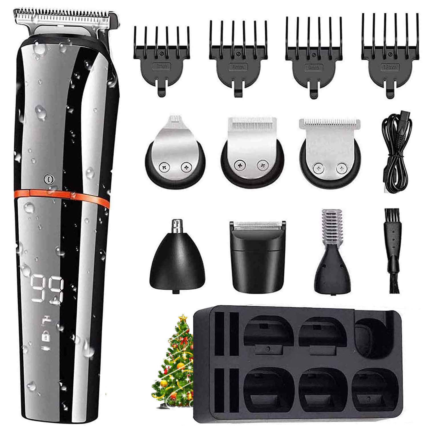 Amazon Com Suttik Beard Trimmers For Men 6 In 1 Hair Grooming Kit Cordless Hair Cutting Clippers Waterproof Rechargeable Mustache Trimmer Body Groomer For Nose Ear Facial Hair Precision With Lcd Display Beauty