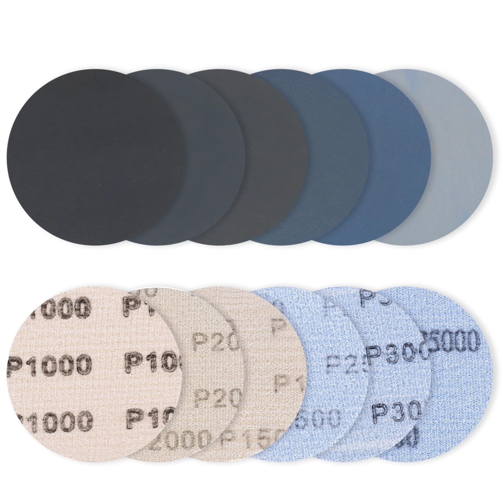 30 Pcs 75mm Sanding Discs, Round Hook and Loop Sanding Pads, Wet and Dry Sanding Discs, 3" Flocking Sandpaper Disk for Wood Metal Car Polishing Sanding Paper - 1000 1500 2000 2500 3000 5000 Grit