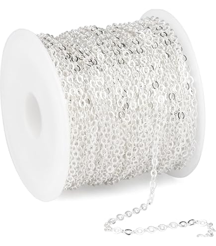Cadena De Plata De Ley 925 Para Hacer Joyas, Cadena De Anclaje A Pie Para Joyería De Bricolaje Fabricada En Italia (rastro De Cable De 0.102 In, 10 Pies