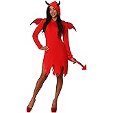Cute Devil Costume for Women - Hooded Dress with Horns, Tail, and Wings