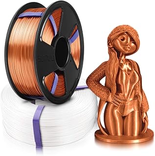 3D Drucker Seide PLA Filament 1,75, SUNLU 2 Farben Seide PLA 1,75 mm MasterSpool, Fit FDM 3D Drucker, 1 kg Spule, 2er Pack, Maßgenauigkeit +/- 0,02 mm, Seide PLA Rot Kupfer + Weiß