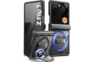 TONGATE 360° Spin Magnetic Stand for Z Flip 7 Case with Privacy Screen Protector, [Compatible with Magsafe] [Anti Spy] Full-Body Shockproof Samsung Galaxy Z Flip 7 Case with Hinge Protection, Black