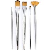 Royal & Langnickel, Zen Series 73 Set of 5 Brushes, Standard Handle, Synthetic Filament, Oval Wash 3/4, Wash 3/4, Fan 6, Liner 20/0, Blender 6, RZEN-SET736