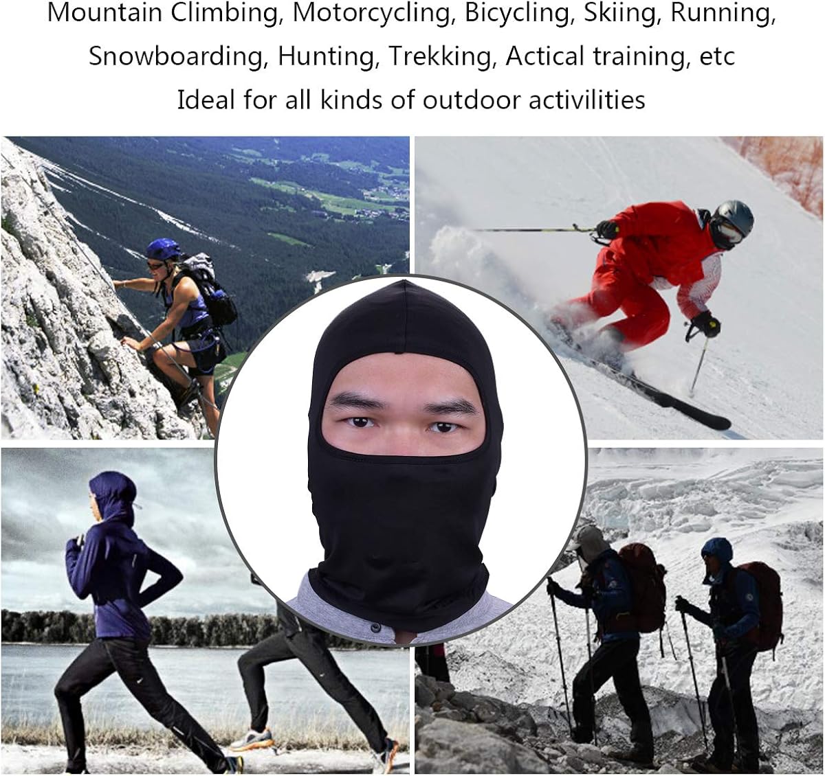 Black Balaclava, Full Face Mask Neck Gaiter, Tactical Scarf Mouth Cover, Summer Cooling UV Protector, Neck Warmer Headband Winter Windproof for Outdoor Sports for Men/Women at  Men’s Clothing store