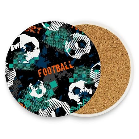 Posavasos de cerámica con diseño de balón de fútbol, redondo ...