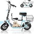 Caroma 1200W Peak Electric Scooter with Seat, 30 Miles Max Range Electric Scooter for Adults&Teens, 20mph Top Speed Foldable Commuter Ebike, Adjustable E-Bike with Basket