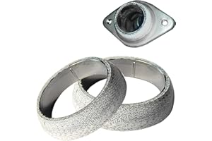 MOXRUQ 2 PCS Exhaust Manifold Gasket, 2.56" Graphite Exhaust Donut Gasket, Universal Donut Gasket Replacement for Preventing Leaking Between Exhaust Pipe and Exhaust Manifold (Silver)