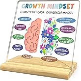Change Your Words Change Your Mindse Inspirational Acrylic Desk Decorative Sign, Motivational Desk Decor for Office Home