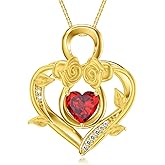 Midari 18K Gold Heart Birthstone Necklace 18K Gold Infinity Rose Necklace Birthday Christmas Jewelry Gifts for Women Wife Her Daughter Mom