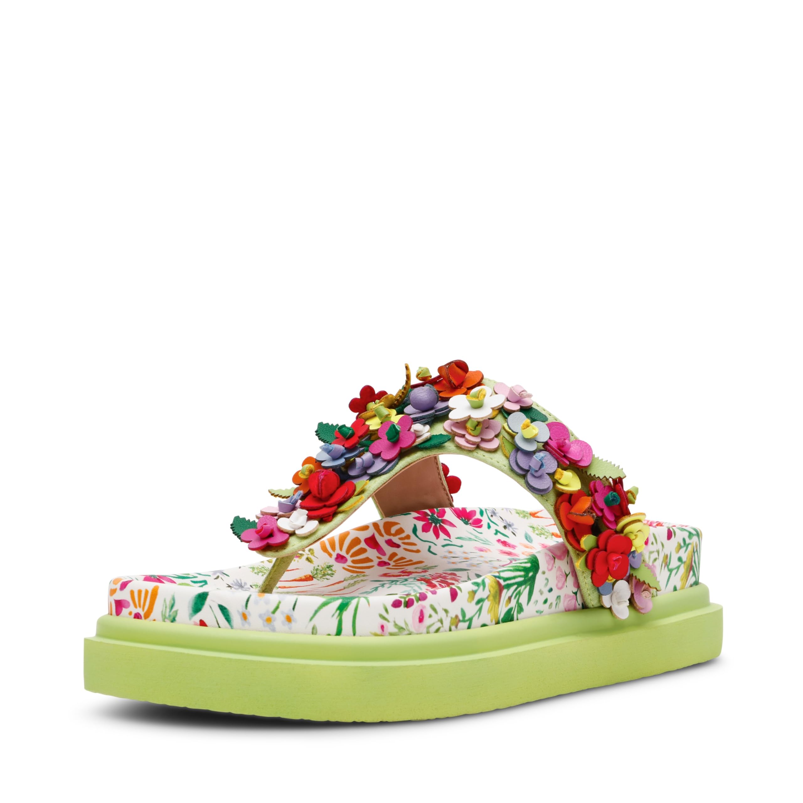 Betsey Johnson Women’s Kammeron Slide Sandal, Natural Floral Multi, 9