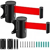 Landical 2 Pack 16ft Wall Mounted Retractable Belt Barrier with "do Not Enter" Sign, Safety Crowd Control Barrier with Slow Braking System for Warehouse, Doorway, Store, Parking, School, Red