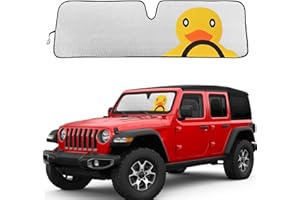 RDFUN Windshield Sunshade for Jeep Wrangler,Window Sun Shade for Jeep Wrangler JK JKU JL JLU JT 1997-2023,Funny Duck Sunshade Windshield