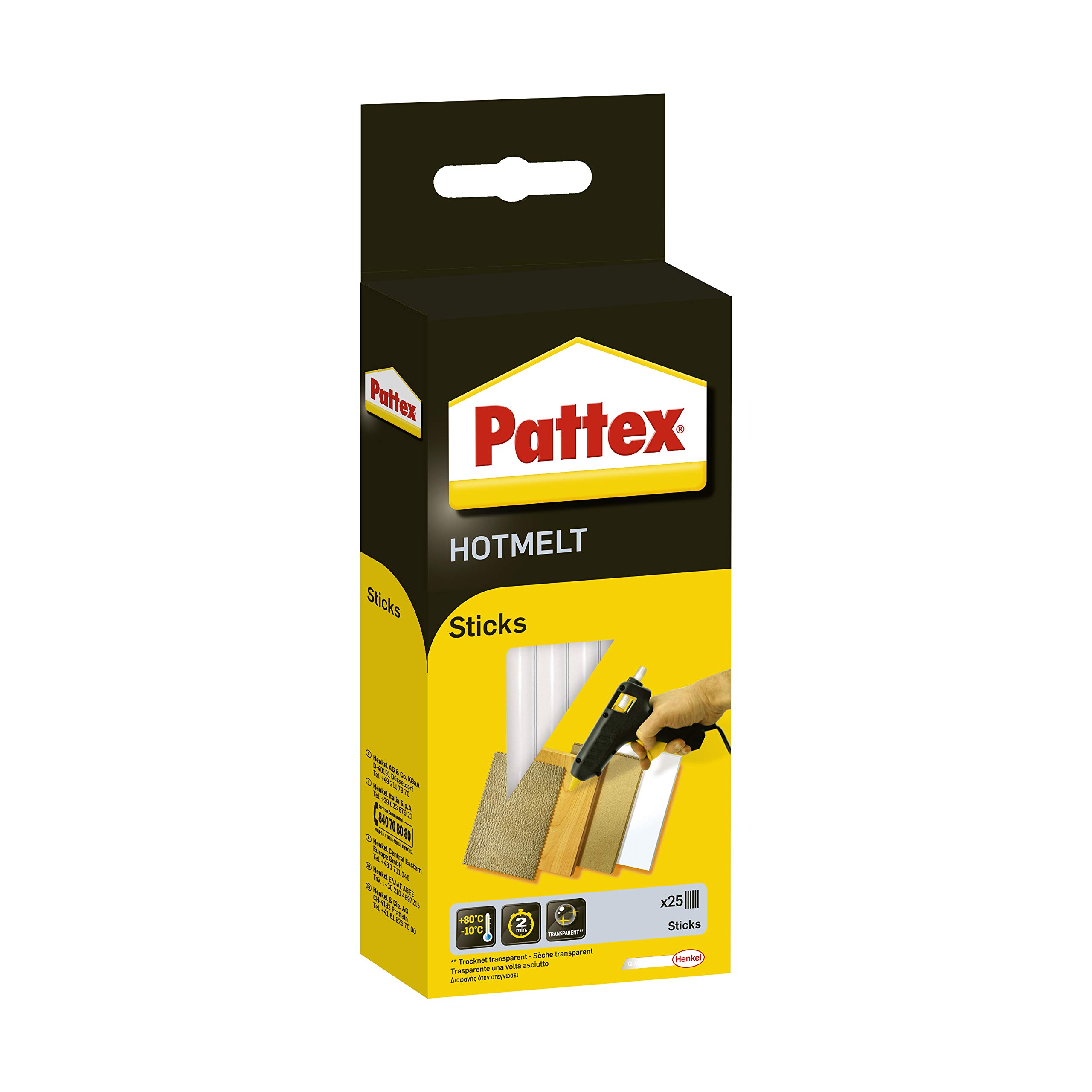Pattex 827492 Hot Glue Sticks, Transparent, 500 g, 10 Piece