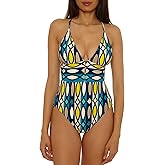 Trina Turk Womens Paros Empire One Piece Swimsuit, Adjustable, Bathing Suits for Women