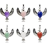 Flemtai Natural Stone Dove-Shaped Pendant Set - 6 Colors Gemstone Charms for DIY Jewelry Making Necklaces, Bracelets, Earrings