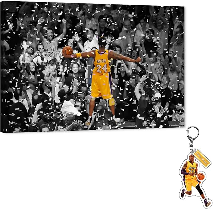 Amazon Com Kobe Bryant Canvas Wall Art Nba La Lakers Mvp Kobe Championship Picture Nba Star Framed Artwork For Home Office Wall Decor Black Manba Canvas Print Poster For Men Boys Room Decor
